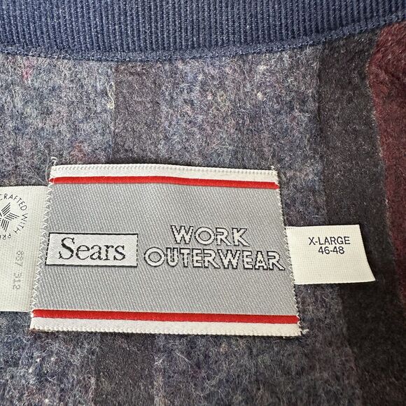Vtg Sears Work Outerwear Blanket Lined Denim Chore Coat Mens XL Jacket 80s Union - Picture 7 of 16